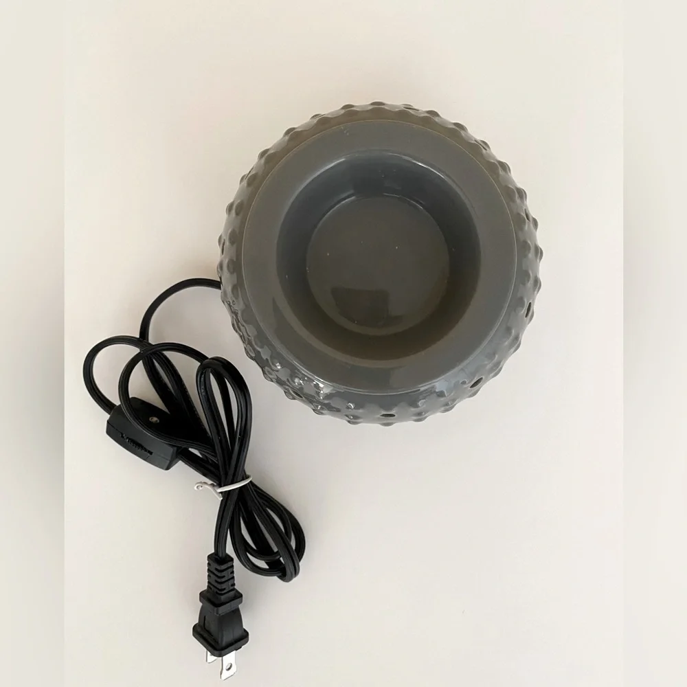 Gray Hobnail High Gloss Candle Wax Warmer Round Pacific Trade International